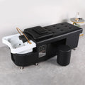 Modern Japanese Head Therapy Shampoo Massage Bed with Steamer for Barber and Beauty Salon Furniture Black Synthetic Material
