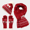 3 Pieces Christmas Knitted Jacquard Santa Winter Warm Hat beanie Gloves Reindeer Scarf Set for Party