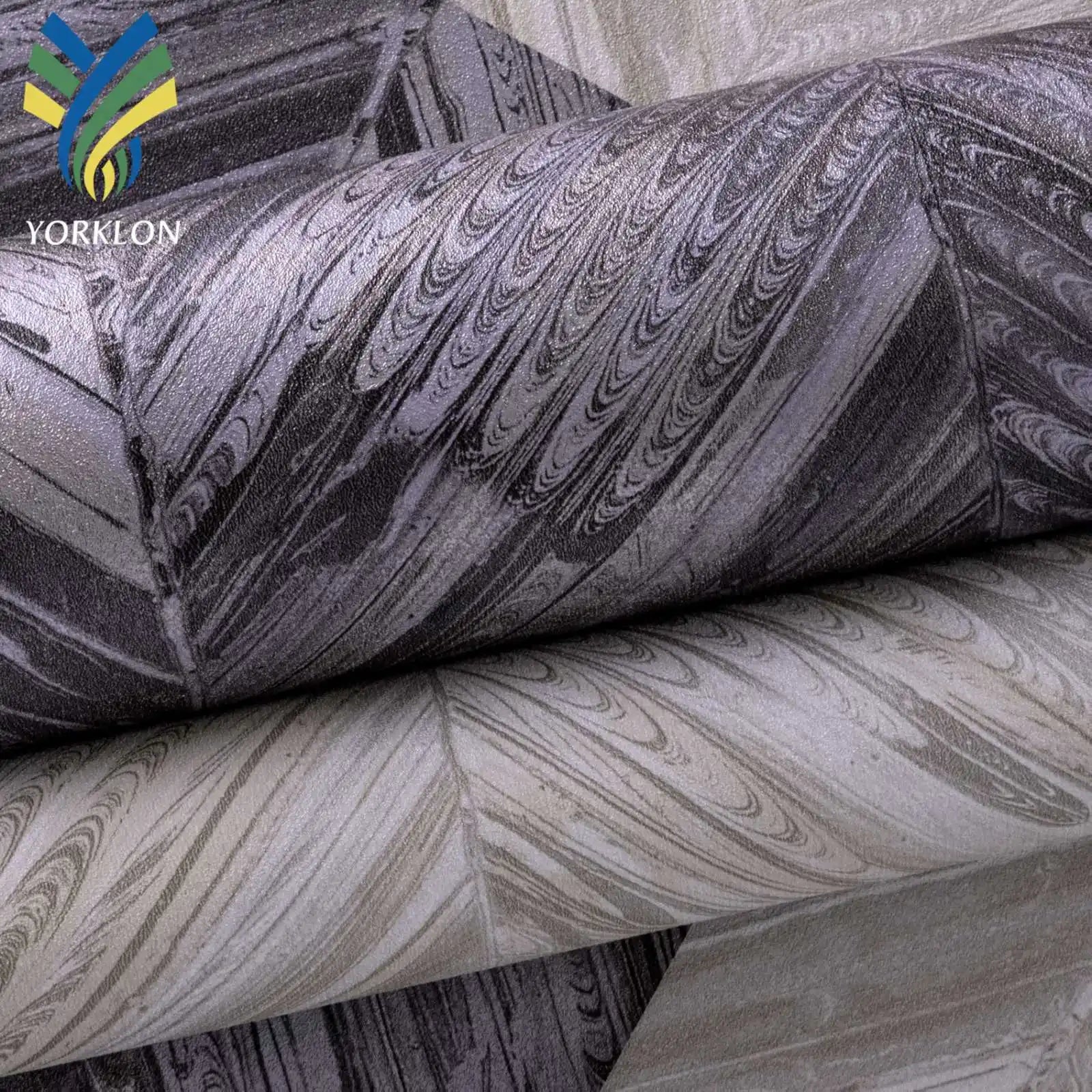 MWV3 Modern Gold Wood Wall Paper Rolls Black Stripe Waterproof Woodgrain Finish Effect Wooden Texture Fabric Hotels Fireproof