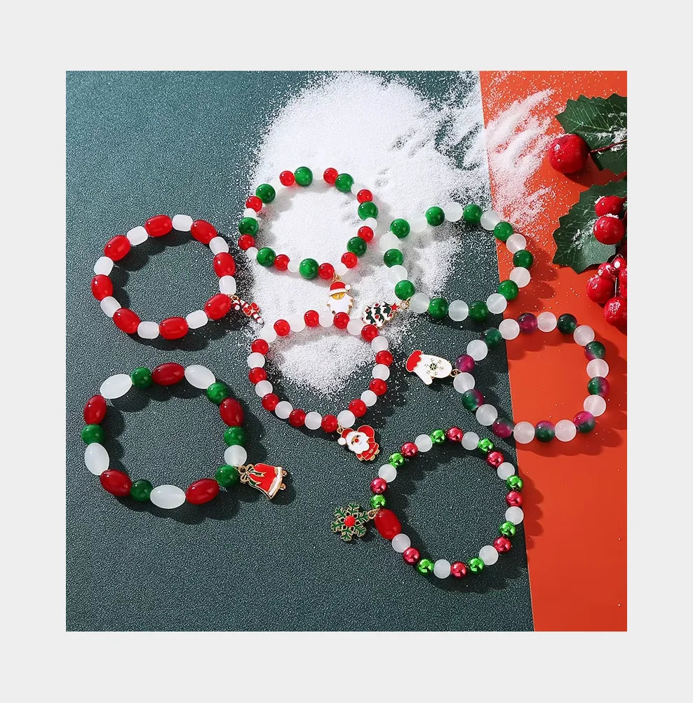 Christmas Style Handmade Crystal Snowman Christmas Bracelet Crystal Ladies Christmas Tree Glove Pendant Bead Bracelet