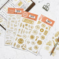 1sheet/pack Gold Stamping Vintage Flowers Scrapbooking Stickers Self-adhesive Waterproof Notebook Diary Decoration Stickers