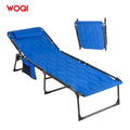 WOQI Portable Folding Reclining Lounger Compact Camping Cot for Sleeping Outdoor Travel with Pillow Pocket