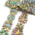 Wholesale Iron on Resin Rhinestone Trimming Chains Rhinestone Appliques for Garment Accessories