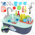 Kitchen Dishwasher Wash up Toys Play Kitchen Sink Toy Set with Simulated Water Tap Pretend Toys for Kids Boys and Girls