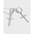 Classic Design S925 Sterling Silver Small Hoop Cross Pendant Earrings for Women Fine Jewelry EB882