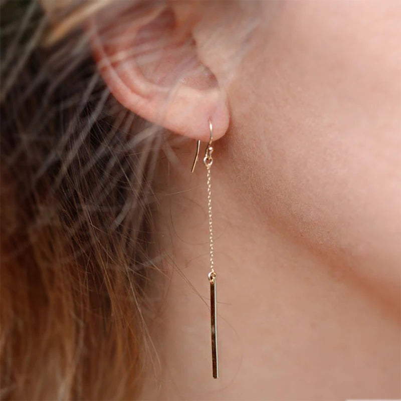 Emanco Trending Korean Long Earrings Women Stainless Steel Drop Pendant Earrings Jewelry for Wedding Party Gift Aretes De Mujer MegaBDM