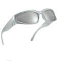 Trendy Swift Oval Dark Futuristic Sunglasses for Men and Women Wrap-Around Fashion PC Frame Shades Glasses Eyeglasses