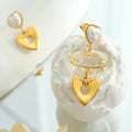 Designer Non Tarwaterproof Titanium Stainless Steel 18k Gold Plated Heart Pendant Asymmetric Earring Popular Brands Jewelry