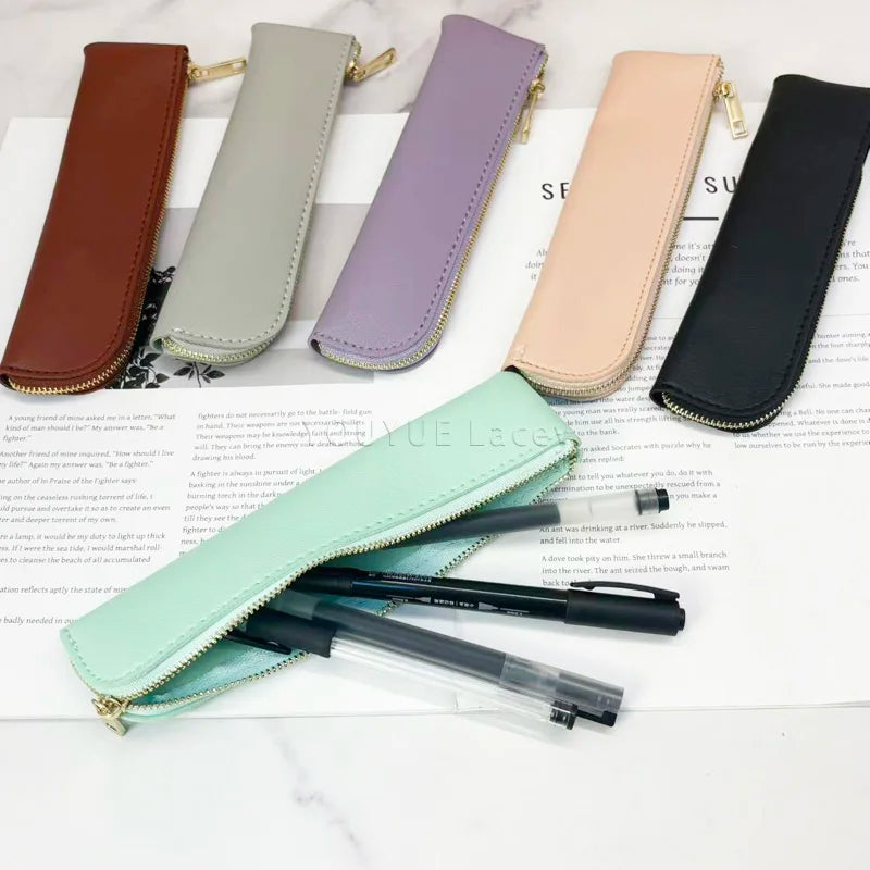 Small Pencil Case Bag Cosmetic Bag Durable Zipper Pu Leather Makeup Pouch Bag Holder Fashion Pencil Case