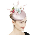 Fashion Elegant Party Satin Pillbox Fascinators for Women Formal Hats Kentucky Derby Hairlip Cocktail Hat with Flowers