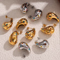 Waterproof Fashion Jewelry 18K Gold Plated Stainless Steel Hollow Drop Earrings Colorful Zircon Water Drop Earrings for Women