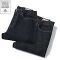 Men's 15oz Vintage Boot Cut Jeans Slim Fit Mid Waist Denim Pants Red Line Cattle Tannin Tingle Medium Wash Streetwear Washable