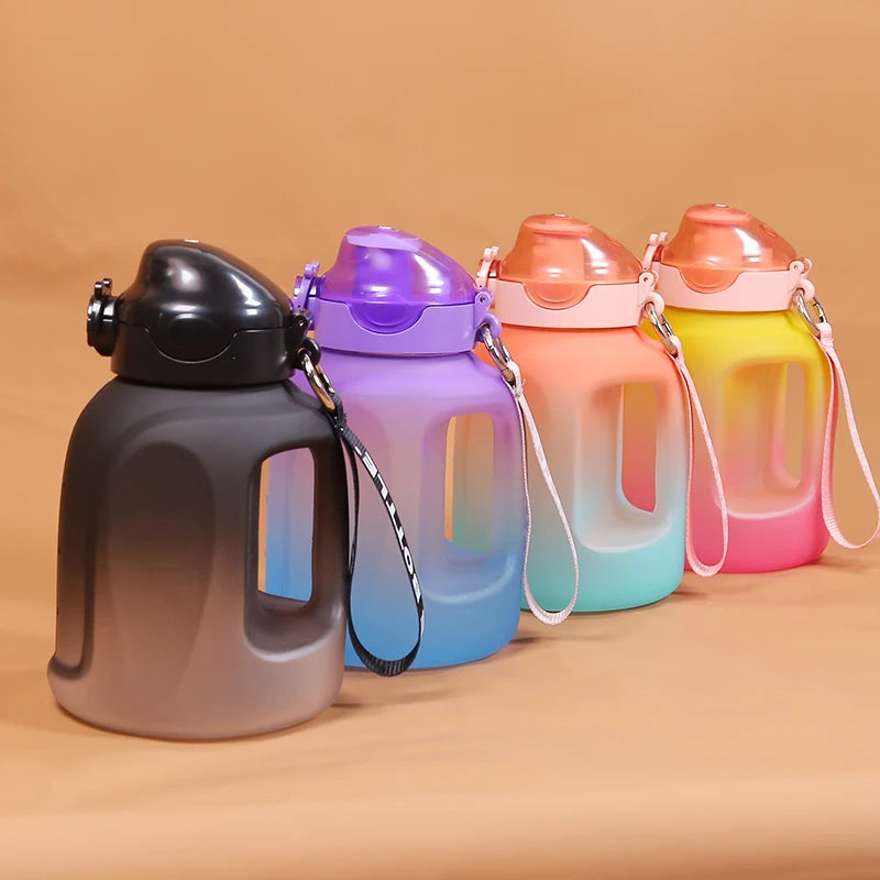 1500ml Sports Colorful Gradient Bottle Big Capacity Trending Gym Plastic Water Bottle