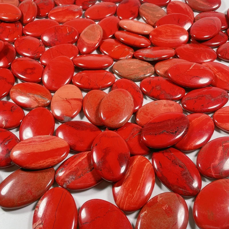 Hongzhuo Factory Wholesale Natural Red Jasper Oval Shape Massage Stones Accessories