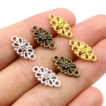 30pcs/lot 16x8mm Antique Silver Plated/Bronze/Gold Flower Style Connector Charm Pendant DIY Jewelry Supplies Findings