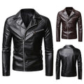Winter Motor Biker Vintage Casual Leather Jacket Coat for Men Autumn Design Rivet Black Leather Jackets With Pockets