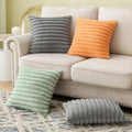 Wholesale Double-Sided Faux Fur & Velvet Throw Pillow Cushion Covers Fluffy & Soft Striped Design for Home Decor Made Polyester