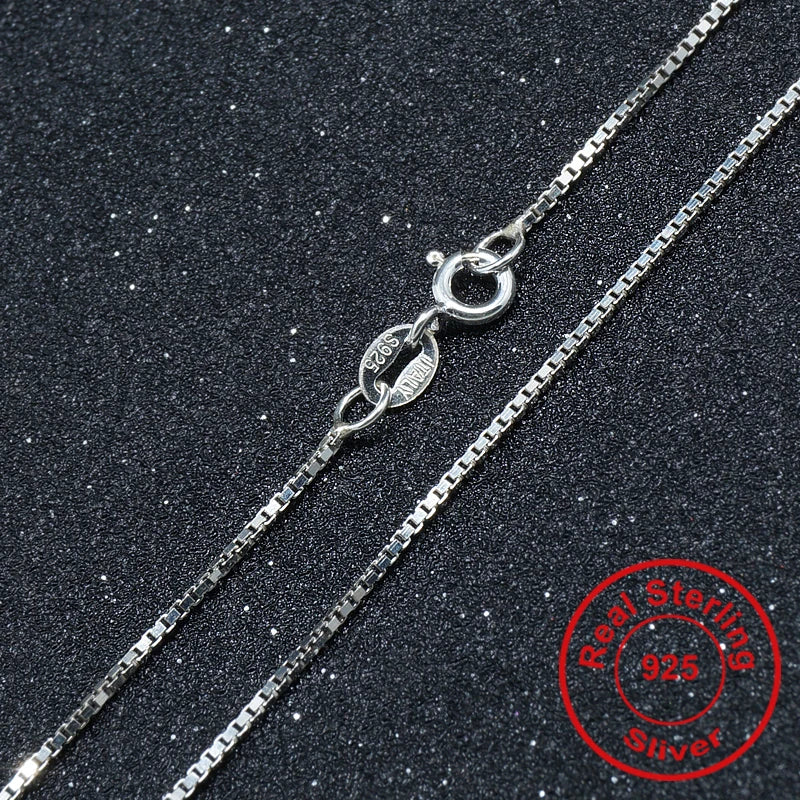 925 Silver Chain  Box Chain for Men Jewelry Women 1mm 2mm 3mm 4mm 16  18 20 22  24 Inches Long with Spring  Lobster Clasp
