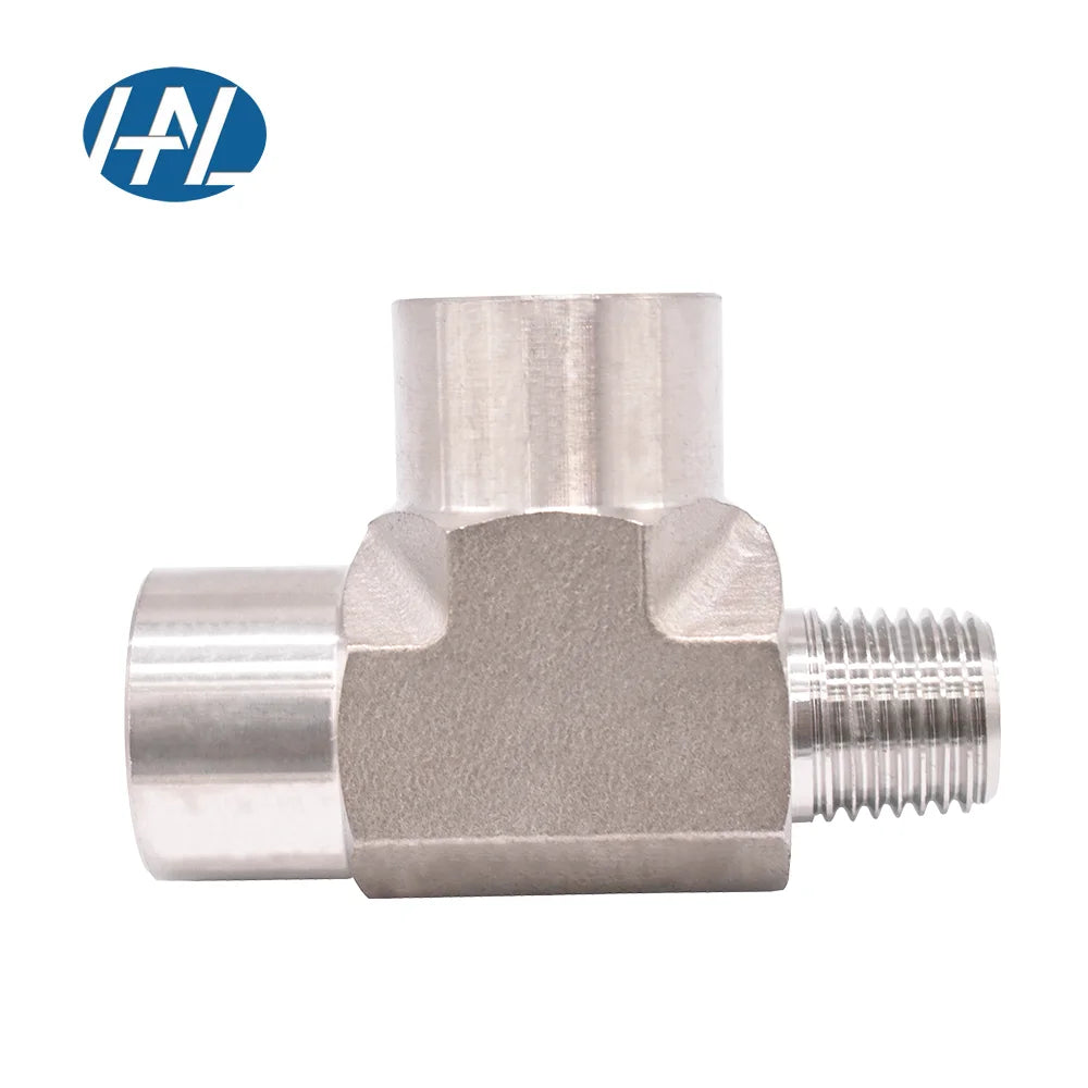 High Pressure 316 Stainless Steel Forged Pipe Tee Female-Male-Female NPT with Polishing for Valve Fittings HAL-LOK Brand