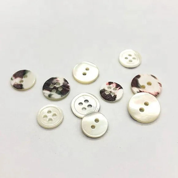 2 Holes Trocas Sea Shell Patterned Flatback Shirt Buttons Round Button Type for Decoration