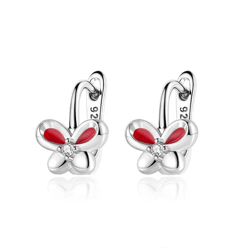 Custom Design 925 Silver Enamel Earrings with Low Moq Cheap Metal butterfly Earrings