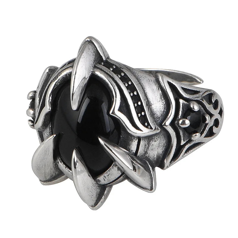 BOCAI Vintage Fashionable Eagle Claw Ring for Nen New S925 Silver Jewelry with Cubic Zirconia Diamond for Anniversary Gemstone