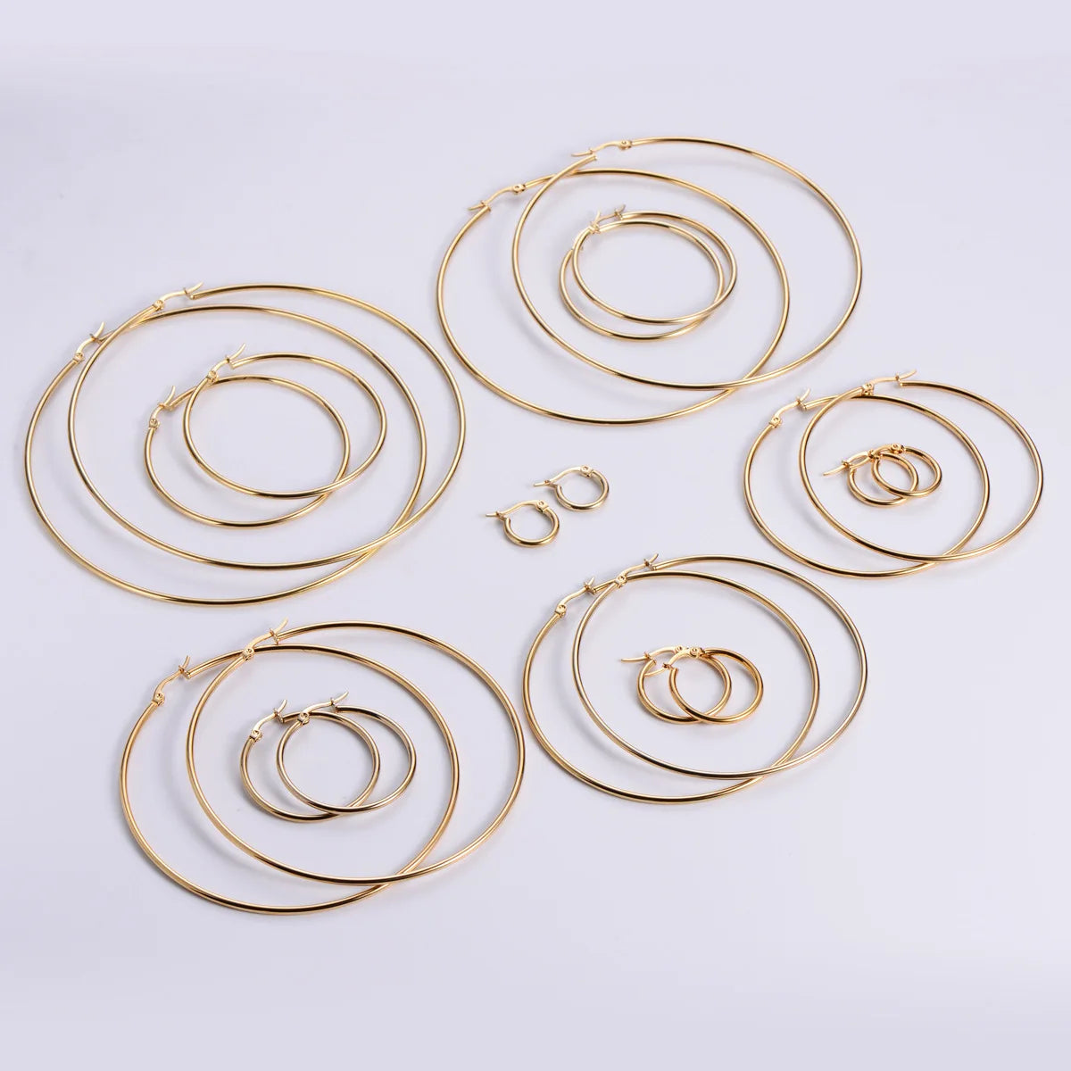 MECYLIFE 15-100mm Super Big Chunky Earrings 18K Gold Plated Stainless Steel Earrings Statement Jewelry Hoop Earrings