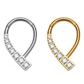 Wholesale ASTM F136 G23 Titanium Septum Hoop Nose Ring Segment Clicker CZ Chevron Paved Ear Tragus Helix Women Piercing Jewelry