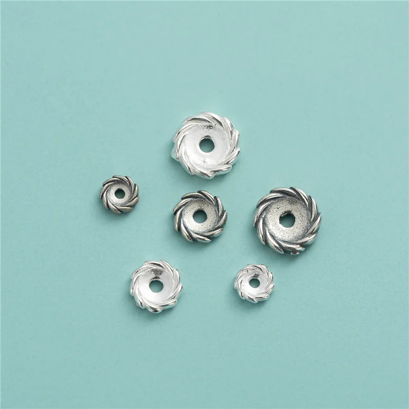 6mm 8mm 10mm Fashion 925 Sterling Silver Spiral Coil Flat Spacer Beads for Bracelet Necklace Making Accessories Wholesale
