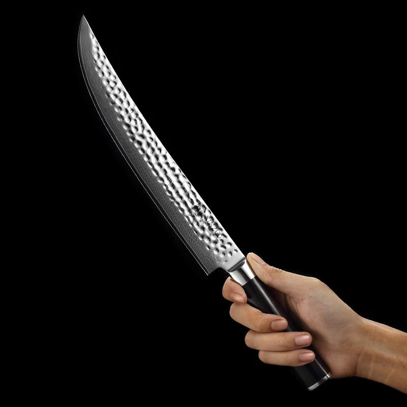 High End Damascus Steel Kitchen Carving Chef Knife With Pakka Wood Handle