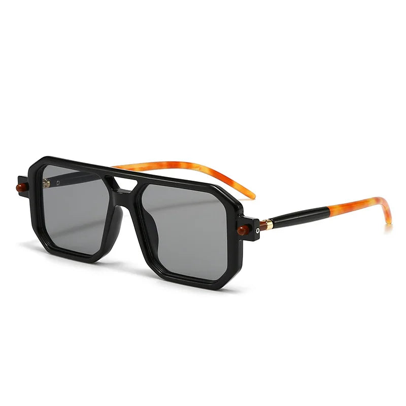 Latest Luxury Retro Men's Uv400 Rectangular Sunglasses  Pc Men's Black Square Sunglasses
