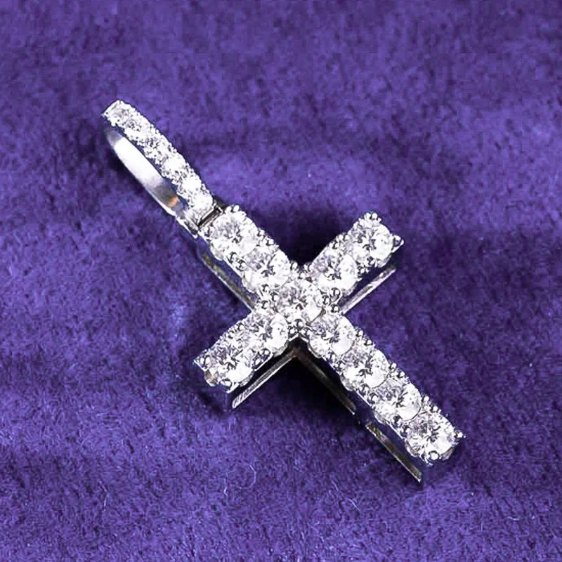 Fine Jewelry Pass Diamond Tester Hip Hop D Color Moissanite Halo Square Men's Cross Pendant With 925 Sterling Silver GRA