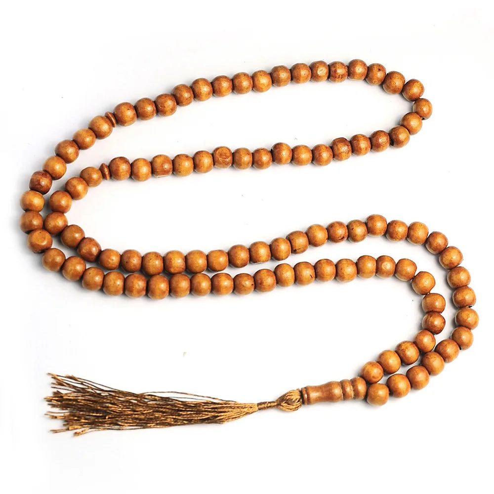 Hot Sell Cheap Islamic Prayer Beads Tasbih Wooden 99 Beads Muslim Ramadan Jewelry with Tassels Gift