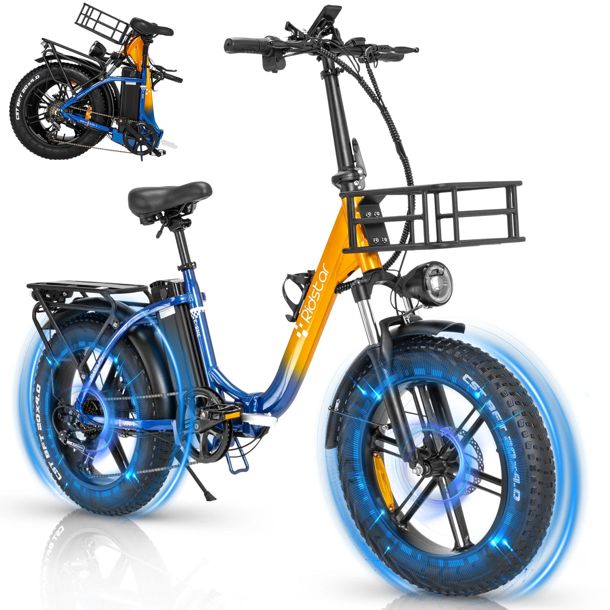 48v 20" Hub Motor Fat Tire Electric Moped Folding Electric Hybrid Bike Foldable Electric City Bike Electric Bicycle for Adults MegaBDM