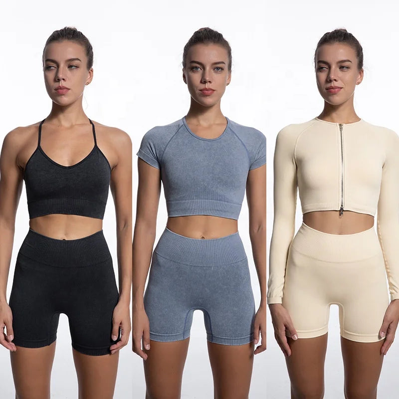 Beautyshow 5pcs Workout Outfits for Women Athletic Sets Sport Suits Yoga Gym Fitness Exercise Clothes Jogging Tracksuits