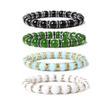 New Fashion Jade Stone Bracelets Elastic Handmade Jewelry Women Silver Rhinestone Spacers Charm 8 MM Beads Bracelet Women Men