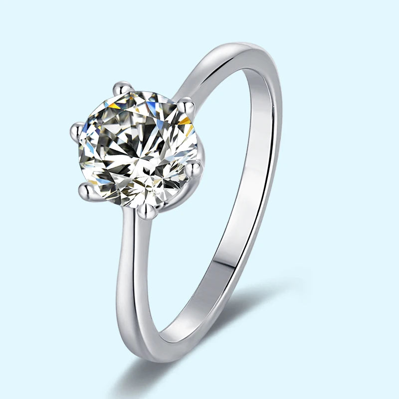 925 Silver Fashion Jewelry Eternity Engagement and Wedding Ring with Moissanite Diamond for Stylish Brides-to-Be