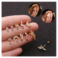 Stainless Steel Cz Moon Star Cartilage Earring Fashion Round Bead Helix Screw Back Stud Earring Ear Piercing Jewelry