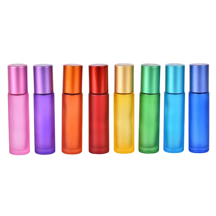 Customized 10ml Transparent Mini Refillable Cylinder Glass Perfume Roll Bottle Roller Screw Top Lid Screen Printing CE Certified
