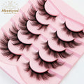 Abestyou 5 Pairs Cat Eye 5D Mink Dramatic Fox Eye Fake Lashes Curled Winged Fluffy Messy Slope Thick False Eyelashes Ferramentas