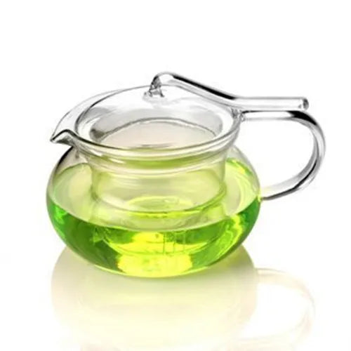 500ml Modern Cute Flower Stocked Tea Maker Clear Heat Resistant Borosilicate Glass Teapot with Strainer & Handle