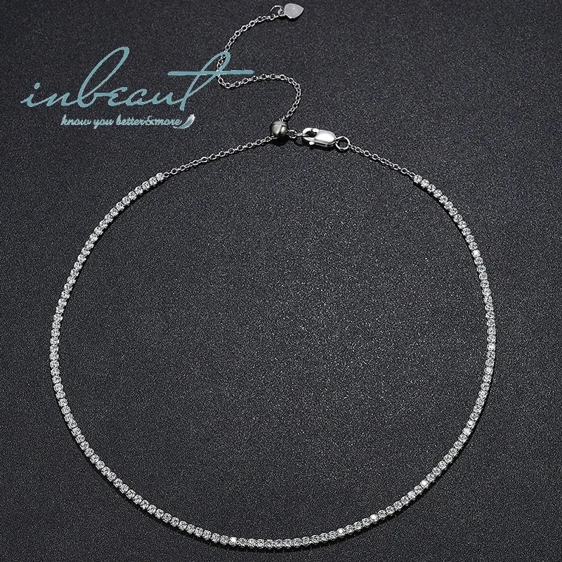 Silver 925 Original Round Brilliant Cut Diamond Test Past 2mm D Color VVS1 Moissanite Tennis Necklace for Women Fine Jewelry