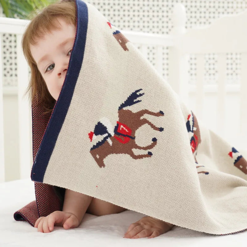 Jacquard Style 100% Cotton Super Soft Knitted Baby Blanket