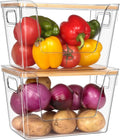2 Set Stack Able Storage Bins With Bamboo TopKitchen Pantry  and Storage Baskets for Vegetable Produce Snack