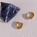 Dreamshow Dainty Fresh Water Pearl Huggies Earrings Stainless Steel Earring Women Jewelry 18k Gold Plated Tarnish Free Jewelry