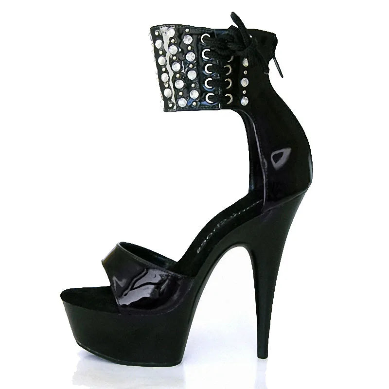 6-inch Pole Dance High Heels Platform Striptease Shoes Summer Leaky Toe Large Women's Banquet Party High Heels Sandals