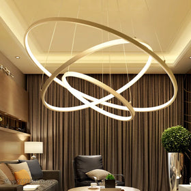 Modern Living Dining Room White Golden Black Circle Rings Aluminum Body Led Pendant Lamp Home Decor Fixtures