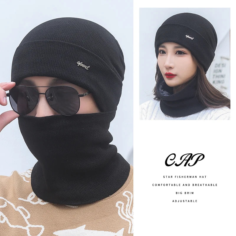Cheap Custom Outdoor Beanie Knit Women Two-piece Unisex Winter Man Beanie Hat Scarf Set