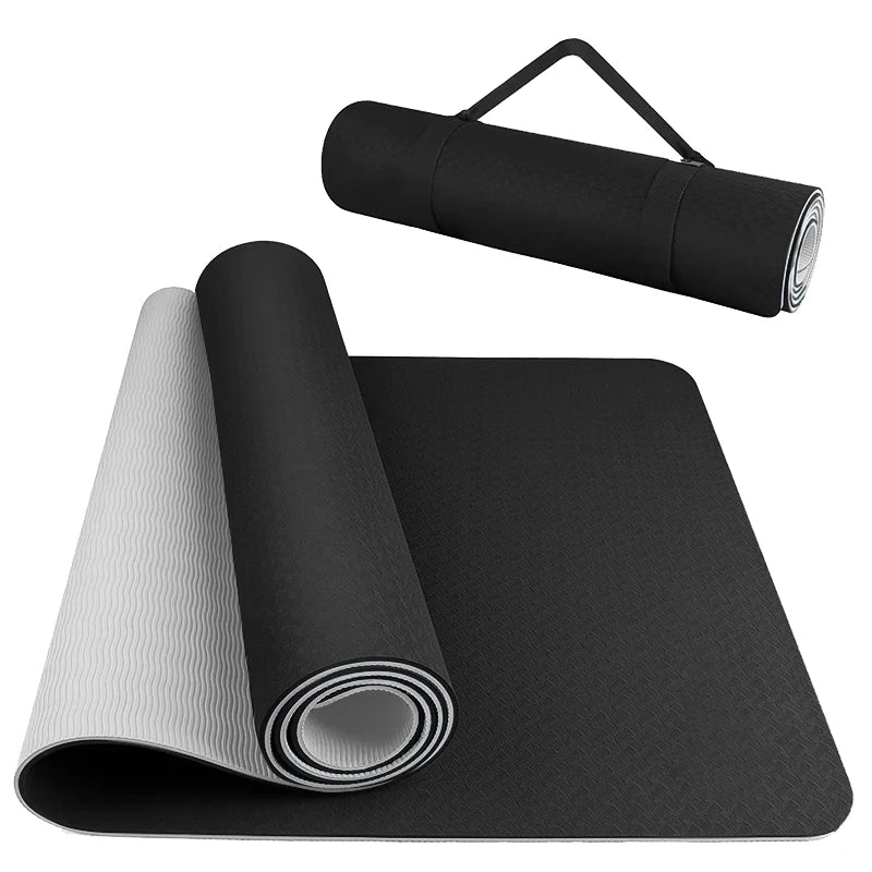 Wholesale 8mm Thick TPE Dual-layer Yoga Mat Eco-Friendly Custom Printed Non-Slip High Density Double Long Custom Color