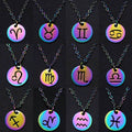 Fashion Pendant Necklace 12 Constellations Titanium Steel Pendant Necklace Silver Plated Jewelry Necklace for Women and Men